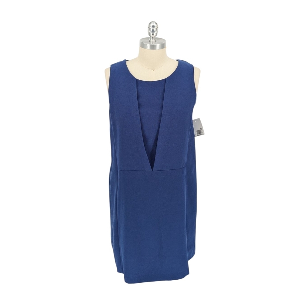 01593 Mango Shift Dress Blue Size Medium preppy Business casual retro hipster